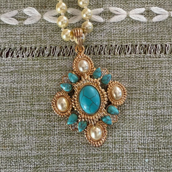 Joan Rivers , 48 inch bead and turquoise necklace … - Picture 2 of 8